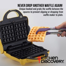 Grabber Tongs – Kitchen Discovery – 2-in-1 Spatula and Fork for Controlled Flipping of Waffles, Pancakes, Grilled Cheese, Burgers, and More