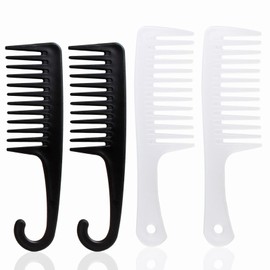 4 peines de dientes anchos, peine desenredante findTop, peine de ducha con gancho, peine desenredante grande, cepillo de pelo para cabello rizado,... 
