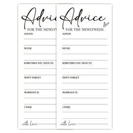 MXLINSW Minimalist White Wedding Shower Games Cards, Advice for The Newlyweds, Bridal Shower Games, Engagement Party Wedding Card for 25 Guests, Bridal Party Supplies 4x9inch-A09