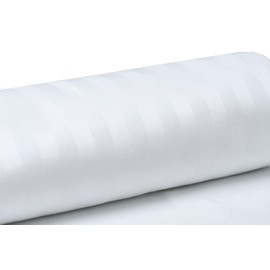 Linteum Textile Flat Bed Sheets - 1 Pack, 98x120 Inches - Queen White Stripe Soft Cotton Blended Top Sheet 250 Thread Count, Shrinkage & Fade Resistant - Ideal for Hotel, Motel & Rental Properties