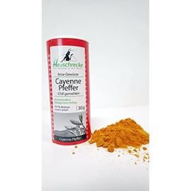 HEUSCHRECKE Organic Cayenne Pepper, Chili, Bird's Eye, Ground (2 x 30 g)