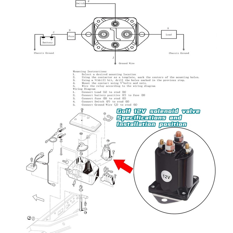 Viefow 12V Club Car Starter Solenoid,Gas Golf Cart Solenoid Fits