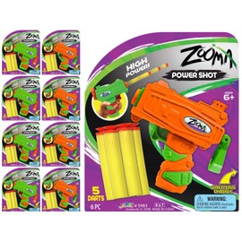 Fun-A-Ton Zooma Mini Pistol Dart Gun (8 Toy Guns Assorted) Plus 5 Small Soft Foam Darts Bullets for Kids & Adult, Boys Toys. Blaster Games. Party Favors Birthday Supplies Pinata Filler. 5483-8s