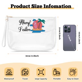 Sailor Gift for Women Girl Clear Makeup Bag Surfer Gift Beach Themed Present Cosmetic Bag Ocean Lover Toiletry Pouch Christmas Birthday Present for Daughter Sister Mom Aunt Friend Zipper Pouch