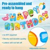 BOXOB Pool Happy Birthday Banner Set, Pre-Strung Summer Beach Party