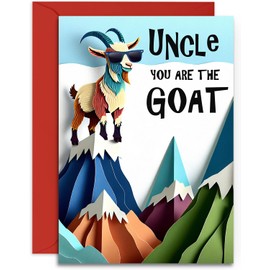Funny Uncle Birthday Card - You are the GOAT - Fun Men's Happy Birthday card or Father Day Card for Uncle - A5 Size with Red Envelope
