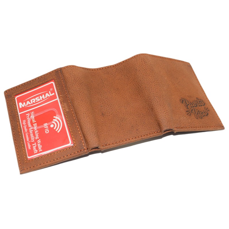 MARSHAL Puerto Rico Genuine Leather RFID Blocking Bifold Trifold Boricua