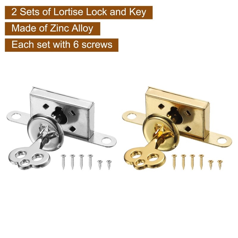 uxcell Vintage Full Mortise Mini Locks with Key Set of
