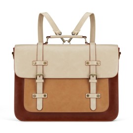 ECOSUSI Laptop Bag for Women Vegan Leather Messenger Bag Fashion Briefcase Backpack 15.6 inch Computer Satchel Bag (Brown)