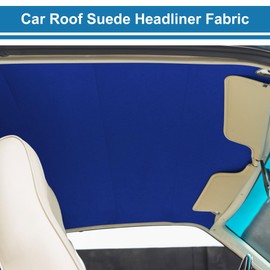 A ABSOPRO Headliner Fabric 11.8"Lx57"W Interior Trim DIY Roof Repair Replacement Suede Fabric Blue