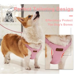 Puppytie No Pull Dog Harness with Multifunction Dog Leash,Soft Adjustable No Choke Escape Proof Pet Harness Vest for Medium Dogs or Large Dogs,Pink,M