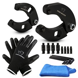 ELEON Rhino Gland Nut Wrench - Set of 2 Adjustable Hydraulic Cylinder Pin Spanner Wrench - Heavy Duty Set Includes Gloves, Towel, Secure Pins - For Farm & Construction Equipment Nuts Under 7 Inches