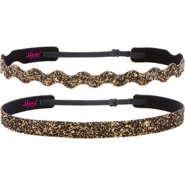 Hipsy PETITE Size, Adjustable No Slip Sparkly Bling Mixed 2pk Headbands for Women Girls & Teens (Bling Glitter Mixed Brown)