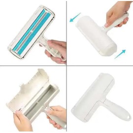 Pet Hair Removal Roller with Fur Trapping Compartment, Easy to Use Cat and Dog Fur Remover for Furniture, Clothes and More, White