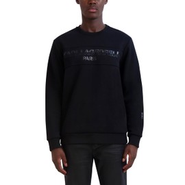 Karl Lagerfeld Paris Men's Long Sleeve Pullover Relaxed Fit Sweatshirt, Black