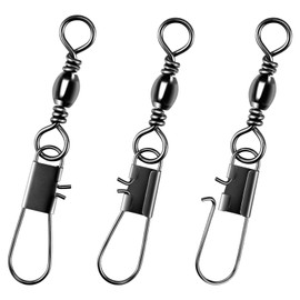 Alwonder 100 Pcs Quick Change Fishing Snap Swivel Terminal Tackle Quick Change Interlock Rolling Swivels Fishing Snap to Line Lure Connectors High Strength Tackle Accessories 12kg Size 10