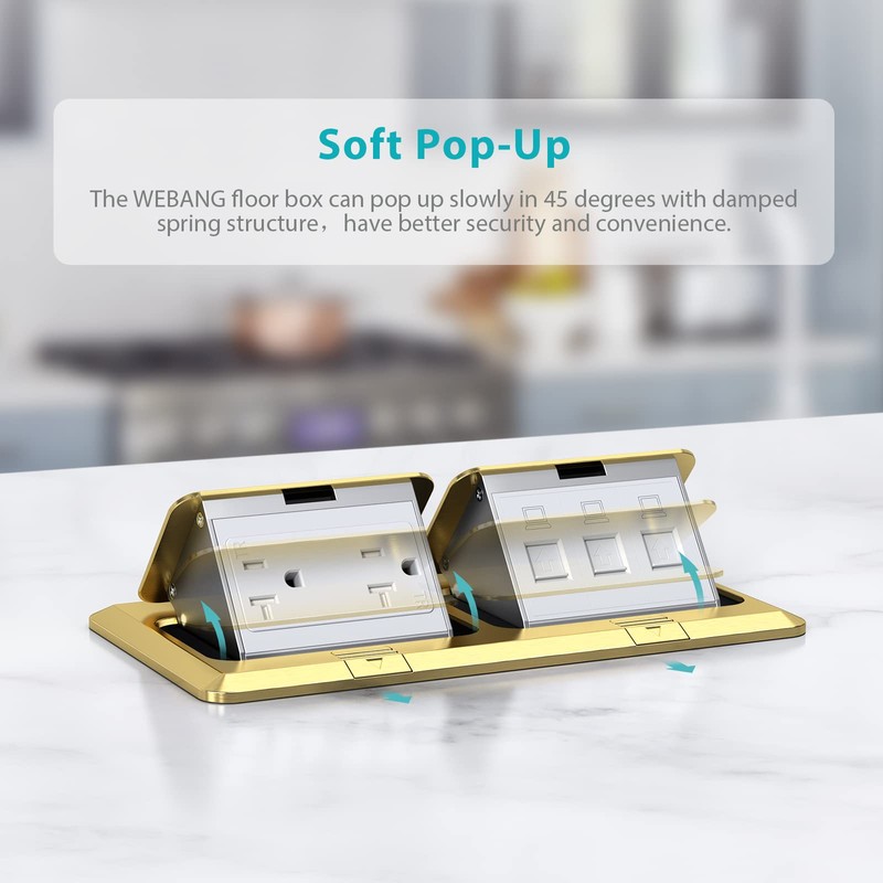 WEBANG Dual Pop-Up Floor Box Electrical Kit, 20A Tamper Resistant
