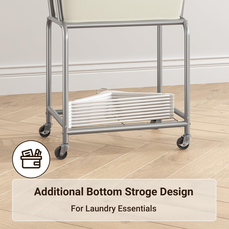 ELYKEN Rolling Laundry Hamper with Wheels, Laundry Cart with Removable