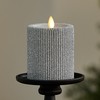 Luminara Brilliant Silver Glitter Ribbed Flameless LED Candle Moving Flame