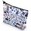 G2TUP - Bolsa de maquillaje de paloma azul y blanco,