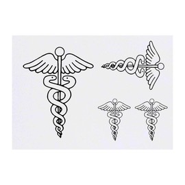 Azeeda 4 x 'Caduceus-Symbol' Temporäre Tattoos - Wasserfest, Hautfreundlich & Ungiftig · Transfers in Verschiedenen Größen (TO00012228)
