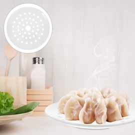 YARDWE Ceramic Steamer Plate Vegetable Steamer Dish Dumpling Plates Tray with Hole for Cooking Food White 20cm