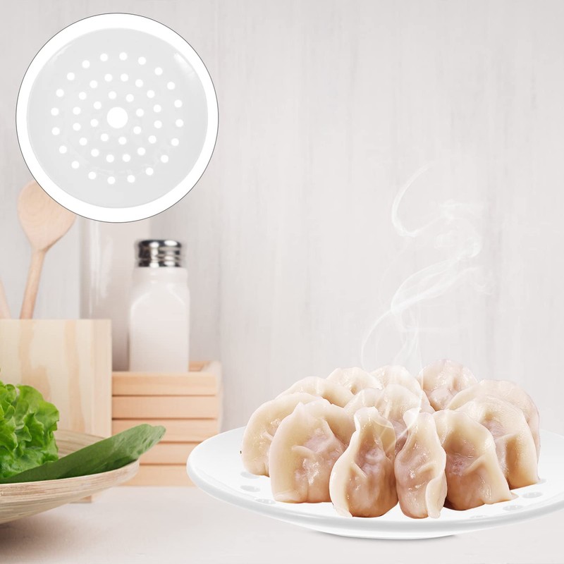 YARDWE Ceramic Steamer Plate Vegetable Steamer Dish Dumpling Plates Tray