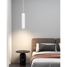BOYIR Pendant Light Modern Cylinder White Pendant Lamp 30 cm Height Adjustable Aluminium Chandelier with GU10 Socket Max. 60 Watt Pendant Lamp Ceiling Light for Living Room Bedroom