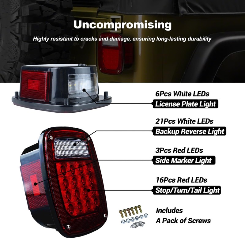 Tail Lights Assembly Replacement for 1979-2006 Wrangler TJ YJ CJ5