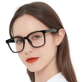 AEZUNI Oversize Square Reading Glasses for Women Oversized Trendy Large Readers 1.0 1.5 2.0 2.5 3.0 3.5 (Black,3.00)