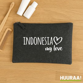 Huuraa Toiletry Bag Indonesia My Love Gift Cosmetic Bag Charcoal 1 Liter Felt Indonesia My Love Gift idea