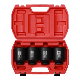 Mayouko 4PCS 1/2" Drive Spindle Axle Nut Impact Socket Set, 1-13/16, 1-7/8, 1-15/16, 2 Inch, CR-MO, Deep, 6 Point