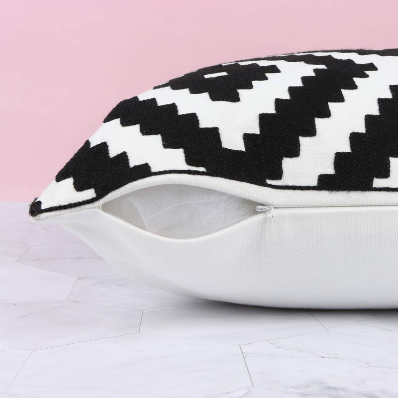 Poluka 2Pack Throw Pillow Covers 18x18 inches Simple Black White