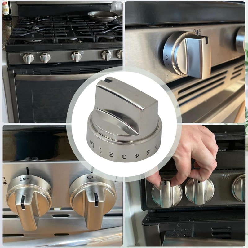 2025 Upgraded 5 Pack WB03X24818 Stainless Steel Stove Knob -