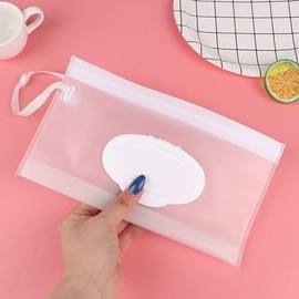 Transparent Baby Wipe Case Travel Holder Keeps Wipes Moist Set of Wet Wipes Holders Cases Portable Travel On The Go Refillable Dispenser Container Waterproof Wipe Container with Sealed Zipper
