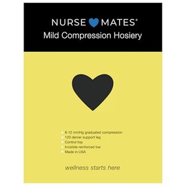 Nurse Mates Mild Graduated Compression Support Pantyhose | 8-12 mmHg | Reduce Leg Fatigue | Re-Inforced Toes | 1 Pair | Black Size E