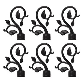 UFURMATE Curtain Finials Only, 6Pcs Black Plastic Curtain Rod Caps Window Curtain Pole Ends Only Decorative Vintage Drapery Pole Heads, Fits Dia. 1.1" Rods for Home Window Decor (Leafy Branches)