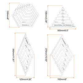 HARFINGTON 4pcs Quilting Cutting Template Acrylic Quilt Templates for Quilting Sewing Cutting Patterns, Quilting Rulers and Templates for Sewing Machine Cutting Mats, Arts Crafts