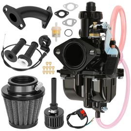 CILOYU VM22 Carburetor Kit Compatible with Predator 212cc 196cc 224cc 6.5hp Coleman Mini Bike CT200U BT200X Baja Warrior MB200 Parts Curved Intake Manifold Throttle Assembly