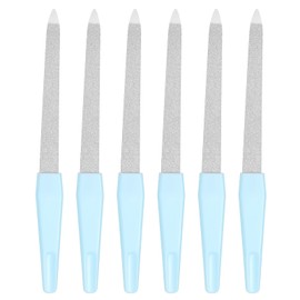 HARFINGTON 6pcs Metal Nail Files, 180 Grit Fingernail Files, Double Sided Natural Nail Files for Women Men with Plastic Handle, Steel Nail Files, Diamond Files with Sharp Pointed Tip, Green