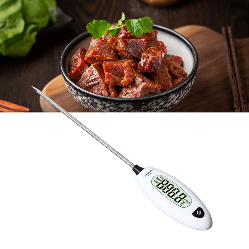 Food Thermometer Digital LCD Display Stainless Steel Probe for Home