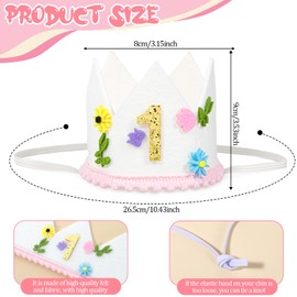 Bruislard 1st Birthday Hat Wild Flower Little One Floral Crown Headwear Baby First Birthday Hat Little Wild Flower 1st BD Party Decorations Photo Booth Props