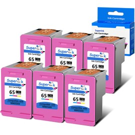 USUPERINK Remanufactured 65XL High Yield Ink Cartridge Replacement for HP 65 65XL N9K03AN Compatible with AMP 120 125 DeskJet 2620 3700 3720 Envy 5000 5032 Printer (Tri-Color, 6 Pack)