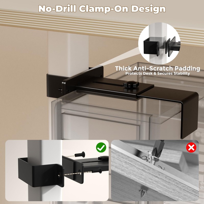 Under Desk PC Mount, No-Drill CPU Holder for 65x45mm Standing