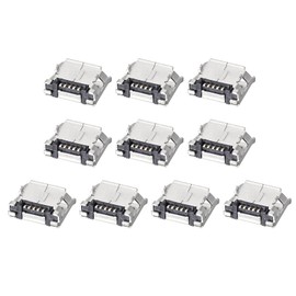 DMiotech 10pcs Micro USB Female Socket Connector 5 Pin Jack Sockets Adapter 180 Degree 1A 30V Jack Connector Set for Phone Soldering USB Repair Replacement