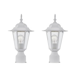 WISBEAM 2 Packs Outdoor Post Light, Pole Lantern, E26 Base 60W Max, Aluminum Housing Plus Glass, Wet Location Rated, ETL Qualified, Bulbs not Included, White