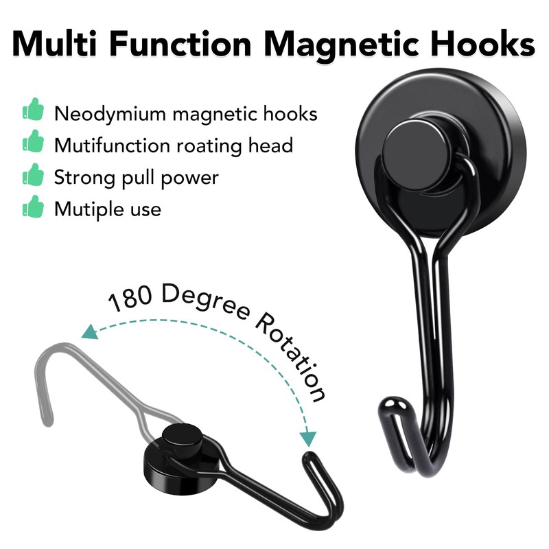 MIKEDE Magnetic Hooks 4 Pack 40Lbs Heavy Duty Neodymium Magnet