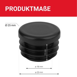 LouMaxx Lamellar Plugs Round 25 mm - Tube Cover Round Black Plugs for Pipe 25 mm - Round Pipe Plugs Made of Robust Plastic - Post Caps Also for Perfect Protection as Cover Cap Pack of 10