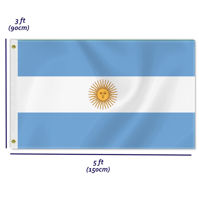 3×5 FT Argentina Flag, Large 75D Argentinian National Outdoor Banner,Decor