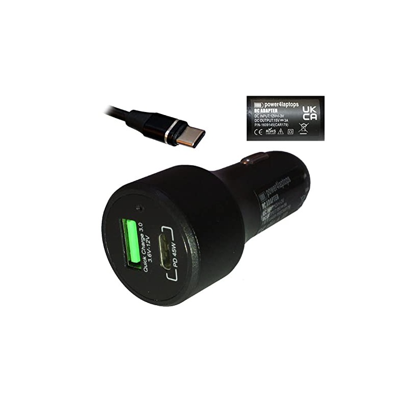 Power4Laptops Tablet Laptop KFZ Ladegerät kompatibel mit Lenovo Smart Tab